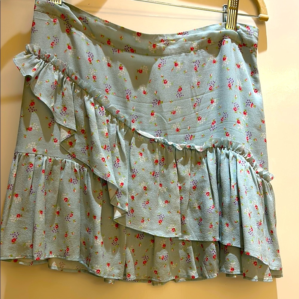Loveshackfancy Floral Ruffle Skirt - Light Blue